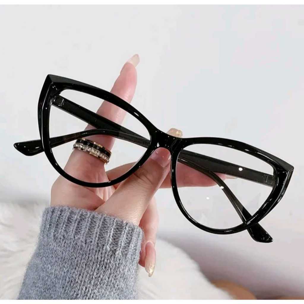 Kacamata Cat Eye Wanita Lensa Bening Eyelasses Frame Lensa Trendy Style