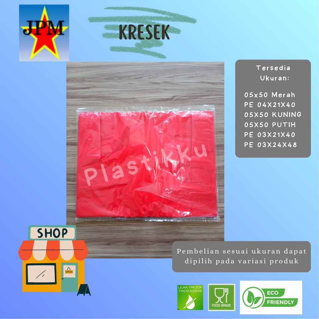 Kantong Kresek Merah Kuning Putih Merk Jati  / Kantong Kresek Merah / Kantong Merah / Kantong Kresek