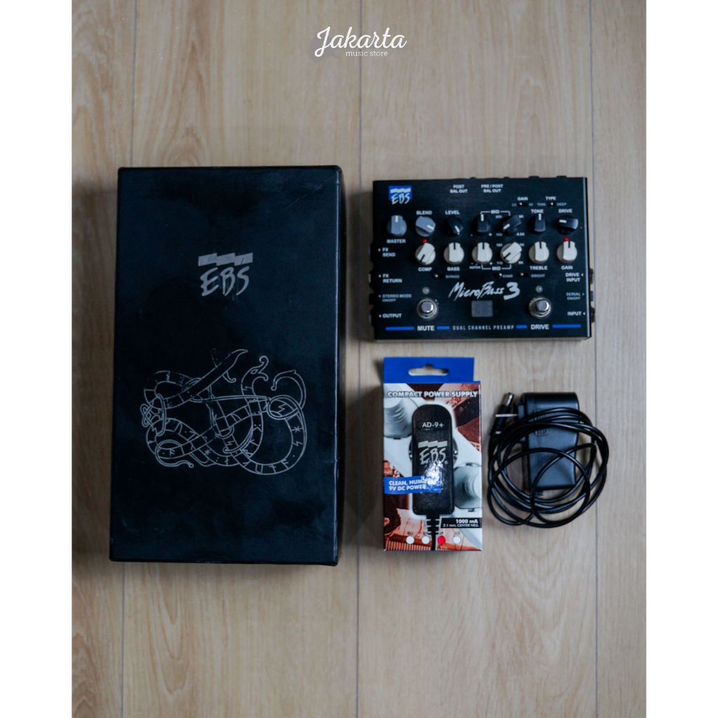 EBS MicroBass 3 Efek Bass Preamp dengan Kemasan Asli dan Aksesoris Lengkap