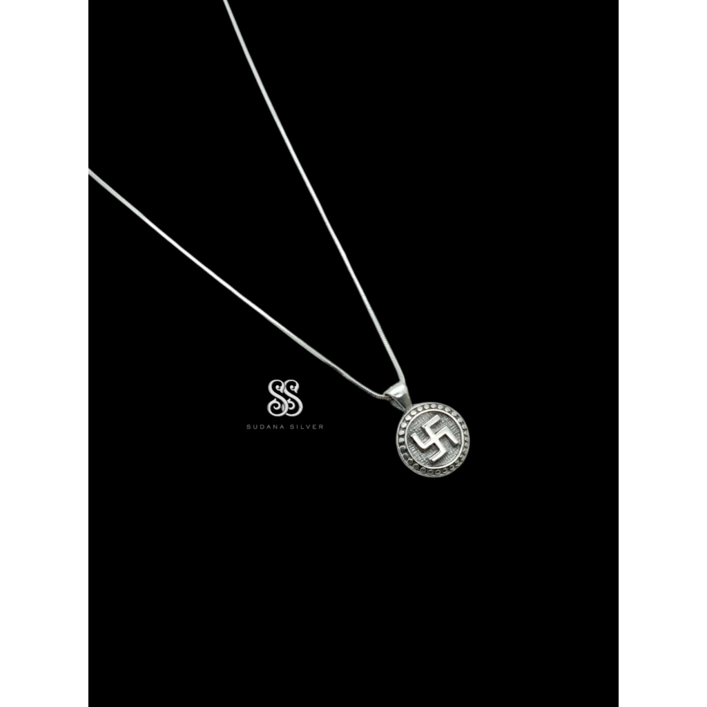 Liontin Kalung Koin Swastika Perak Silver 925 Handmade Bali Aksesoris Fashion