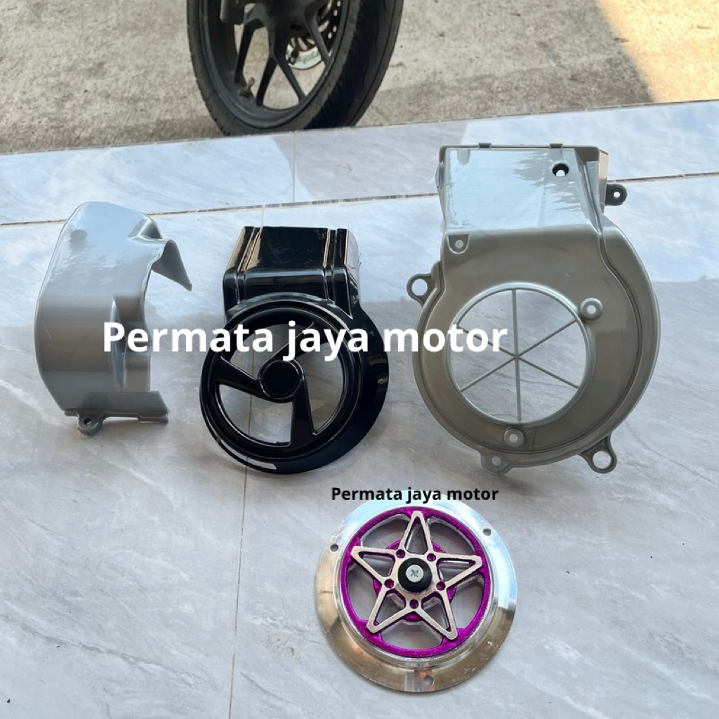 FULL SET COVER MESIN + SPINER BINTANG WARNA UNGU FIZR COVER TUTUP BLOCK KIRI MESIN KIPAS FIZR