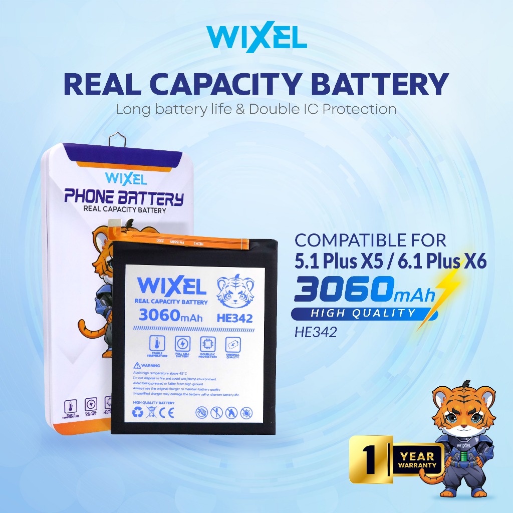 WIXEL Baterai HE342 Nokia 5.1 Plus X5 / Nokia 6.1 Plus X6 5.1+ 6.1+ Double Power Real Capacity Batre