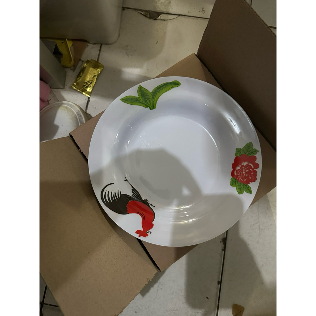 piring melamin motif ayam jago dan karakter anak