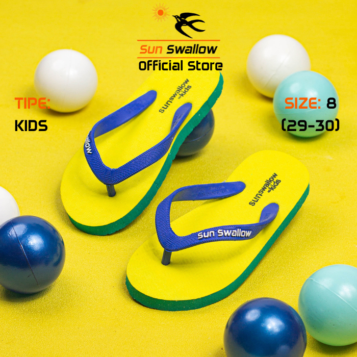 Sun Swallow Sandal Jepit Karet Anak Sendal Kids Kuning Size 8 Ukuran 29 - 30