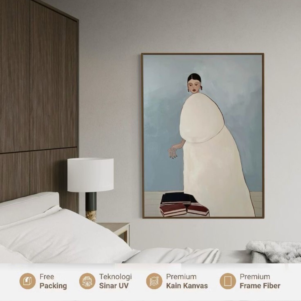 Lukisan Dinding Figuratif Wanita Minimalis Modern Estetik Lukisan Abstrak Elegan Hiasan Dinding Kama