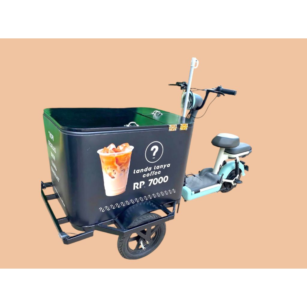 gerobak sepeda listrik minuman mudah keliling bisa custem