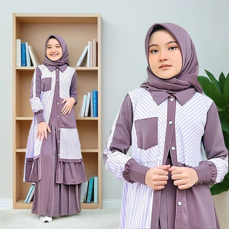 Gamis Anak Usia 8-12 Tahun Ashley kids Model Gamis Anak Terbaru 2021 Kekinian