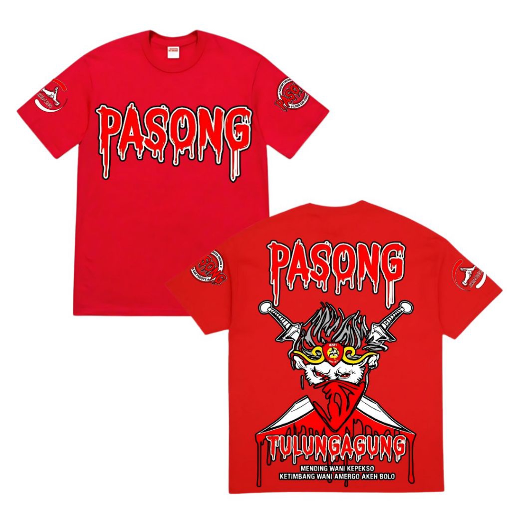 Kaos Pasong Tulungagung - kaos Pasong warna merah - Mending warni Mergo kepekso Ketimbang Wani Mergo