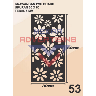 KRAWANGAN PVC BOARD HITAM / ORNAMEN PVC FOAM BOARD HITAM TEBAL 5MM MODEL 53 UKURAN 30X60