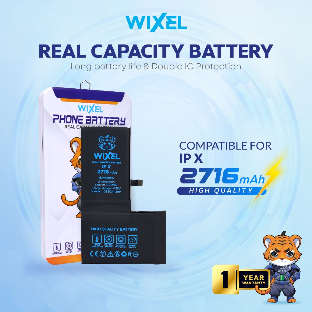 WIXEL Baterai Iphone X Batre Batrai Battery Dual Double Power Original HP Handphone Apple Ip Ori