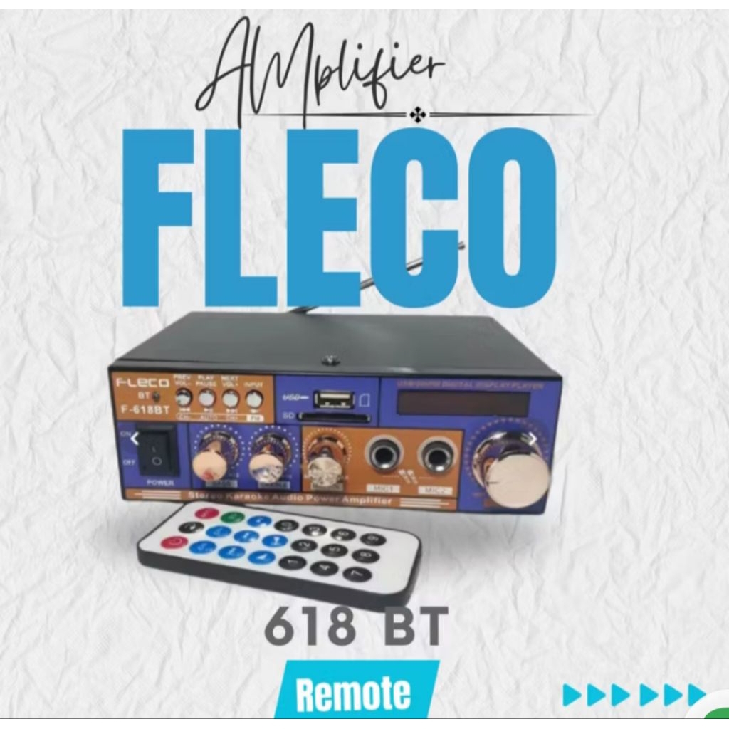 Audio Mixer Power Amplifier Bluetooth Terbaru Fleco F-618BT