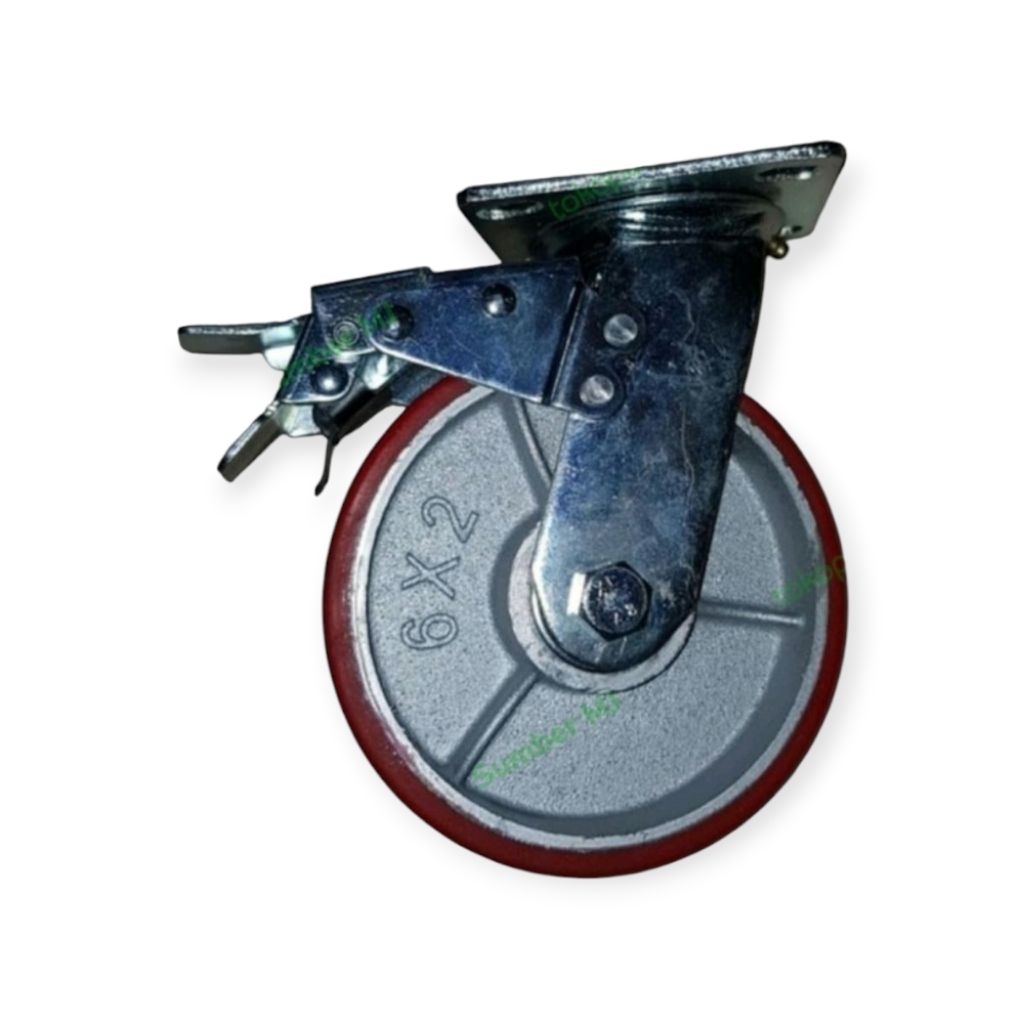 Roda Troli PU Heavy Duty 6 Inch Rem