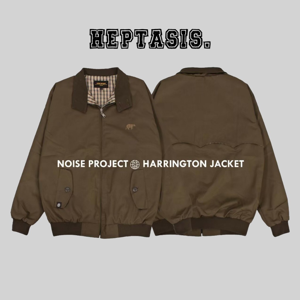 WOLV ORIGINAL Jacket Harrington Basic Canvas Jumbo Pria - Jaket Vintage Harrington Brown