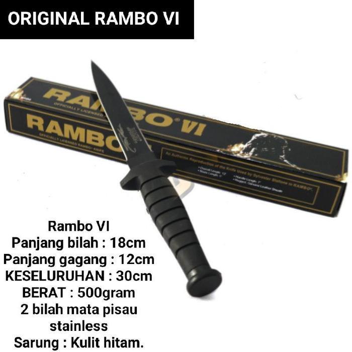 PROMO PISAU RAMBO 6 HITAM PLUS SARUNG BEST SELLER