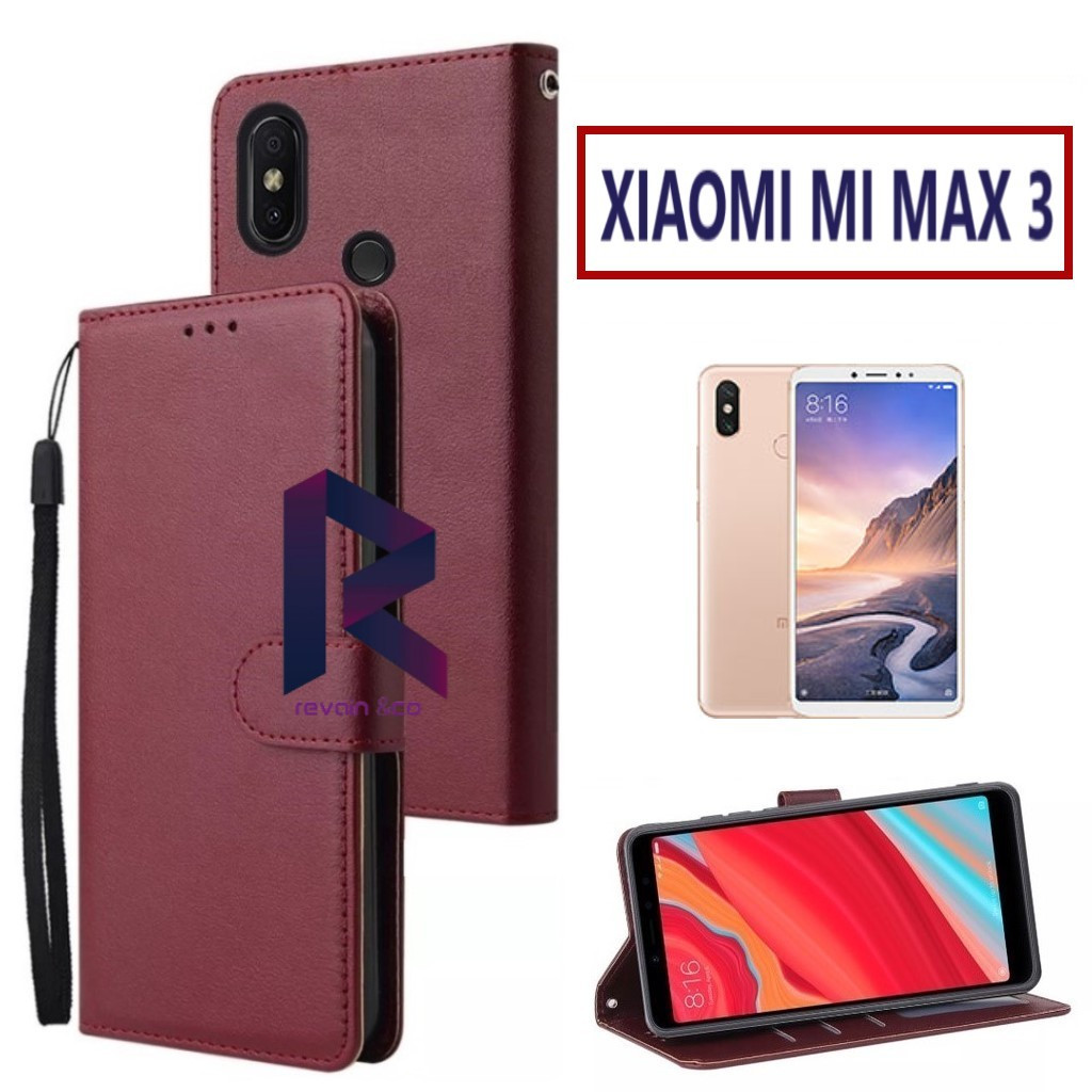 Flip Case XIAOMI MI MAX 3 Premium Elegan dengan Slot Kartu, Magnetic Closure & Desain Trendi Cover P