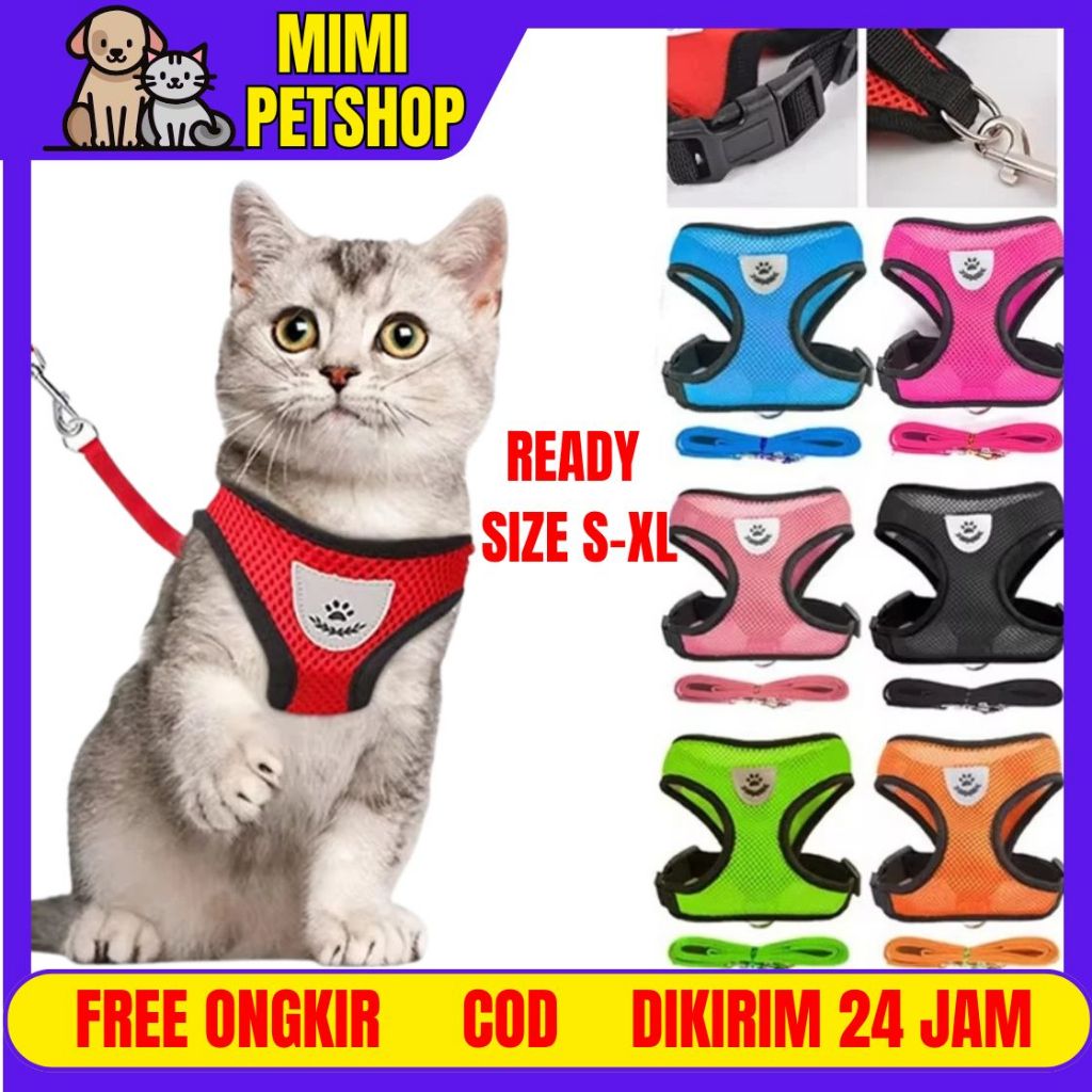 MIMIPETSHOP - Tali Tuntun Murah Kucing Anjing Kelinci Musang Monyet dan Hewan Lain Tali Harness Romp