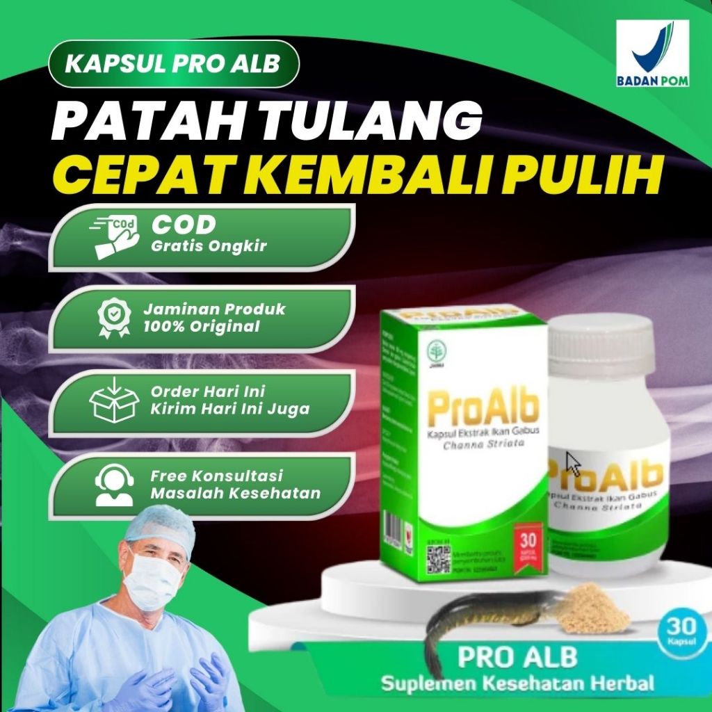 Operasi Patah Tulang Cepat Pulih dengan Kapsul Ikan Gabus Pro Alb Tazakka sudah BPOM dan Original