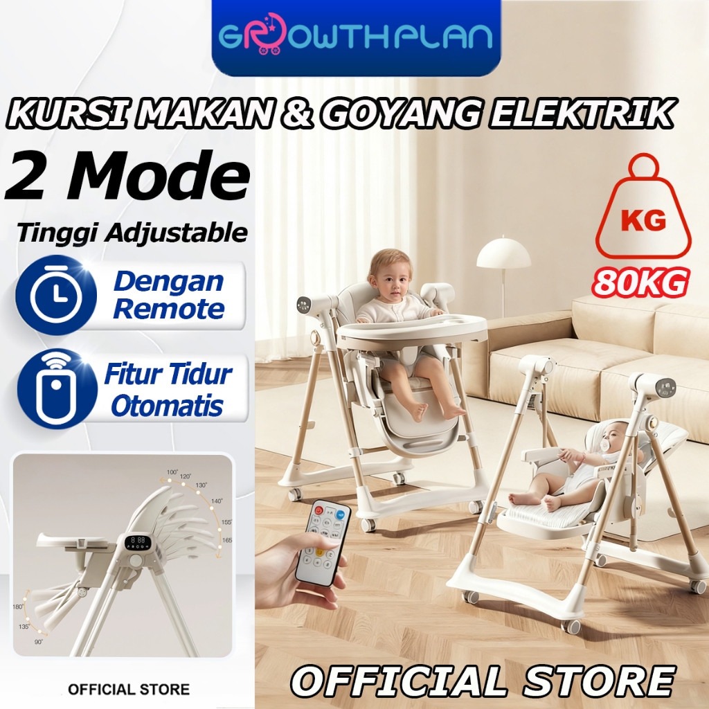 Kursi Goyang Bayi Elektrik [Bisa Remote]Multifungsi Bisa Duduk & Tidur 5 Mode Ayunan Bluetooth Tempa