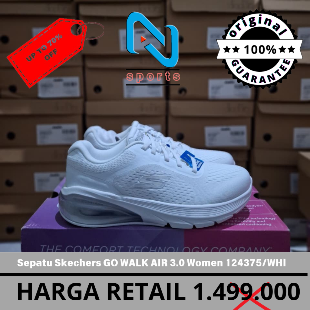 Sepatu Skechers GO WALK AIR 3.0 Women 124375/WHT  Original 100%