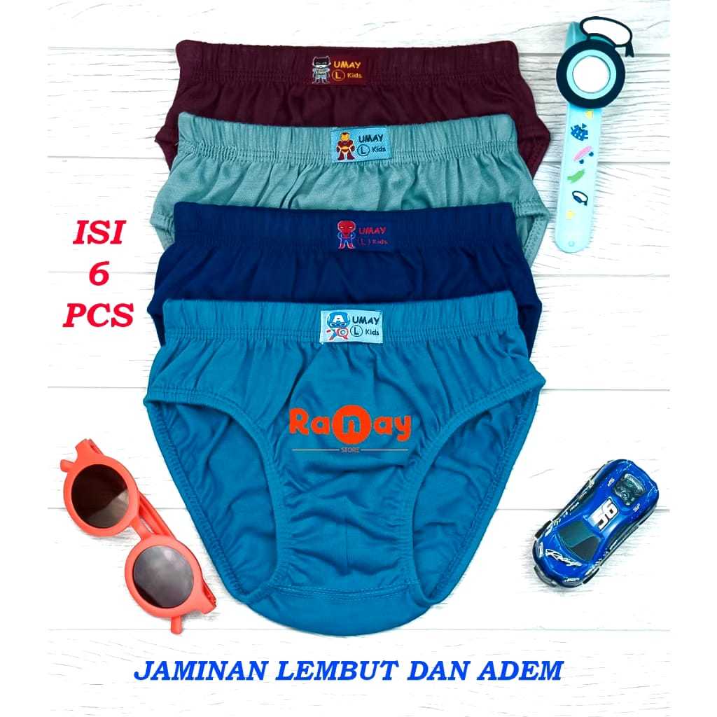 6 Pcs CD Anak Laki laki Polos Anak Cowok -Sempak Anak Laki Laki Polos Anak Cowok