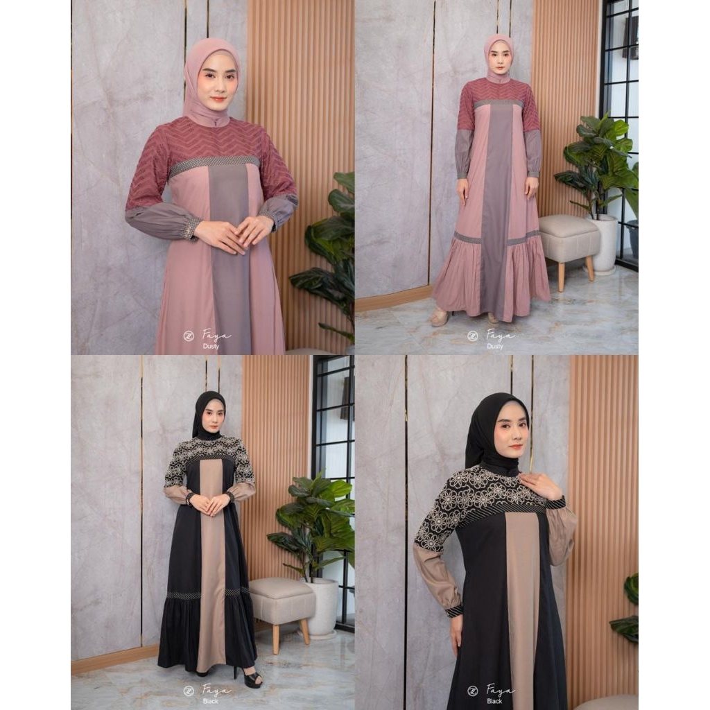 Faya dress by zalifa, gamis zalifa, gamis polos, gamis simple