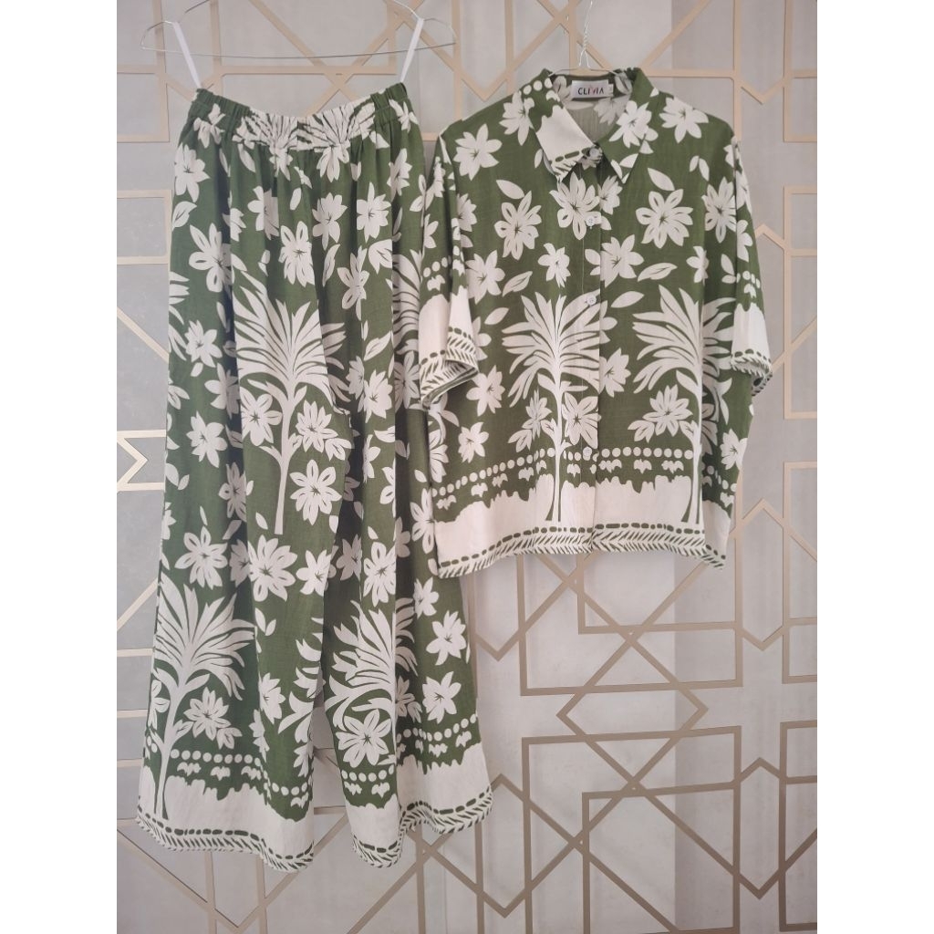 KANA Set (OLIVE GREEN)|| Set Wanita || Kemeja Wanita || Celana Kulot Wanita || Blouse Wanita || Cela