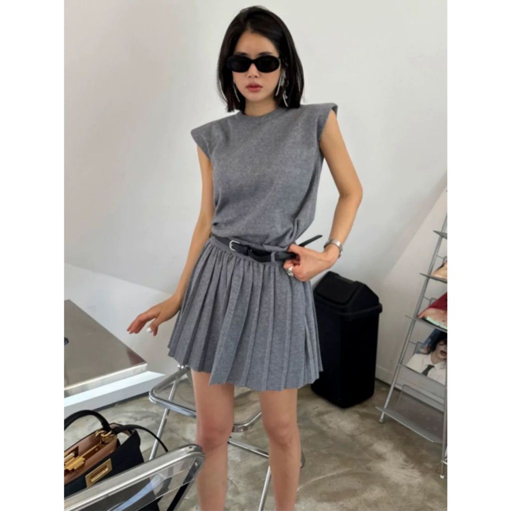 LIMITED STOCK SET 4821 ONE SET RAJUT SETELAN ROK PENDEK WANITA OVERAL CASUAL KNIT RAJUT BAJU WANITA