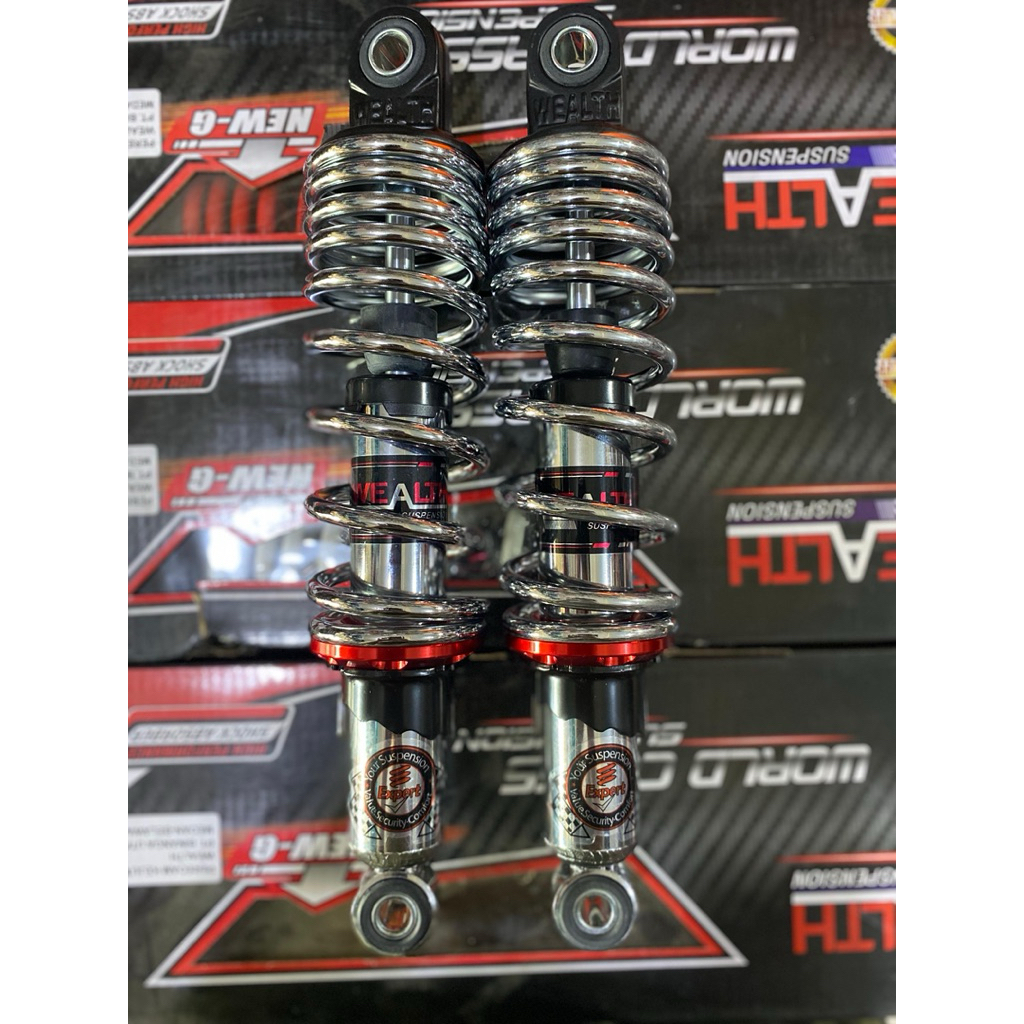 SHOCK BELAKANG WEALTH 340 CROME RED BLACK WHITE TITANIUM