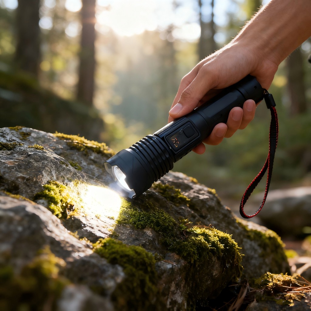 JS Senter LED senter tangan senter tangan super terang  Senter Multifungsi Senter Zoom In Out