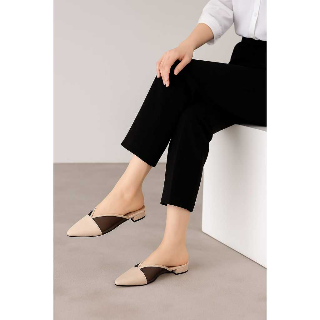 Mishoe - sepatu hak wanita transparan - sepatu jaring wanita - sepatu wanita premium