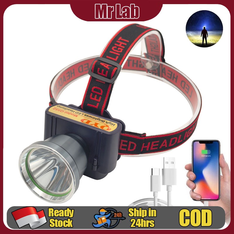 QYD Q522 Senter Kepala Cas Headlamp Sorot Recharge Super Terang LED Headlight Putih