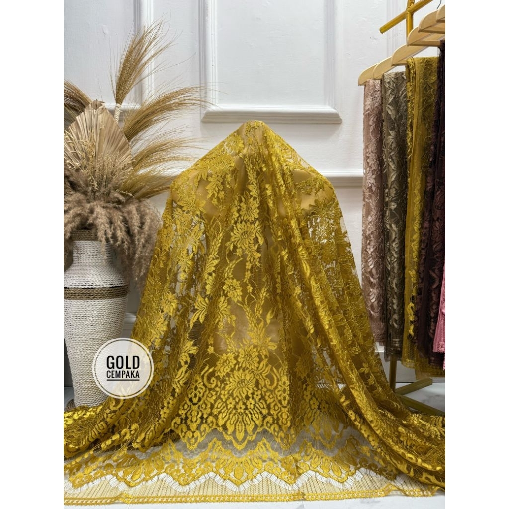 Bakal Kebaya Kain Brokat Kebaya Pengantin Brokat Semi France Metalik Dimensi Premium