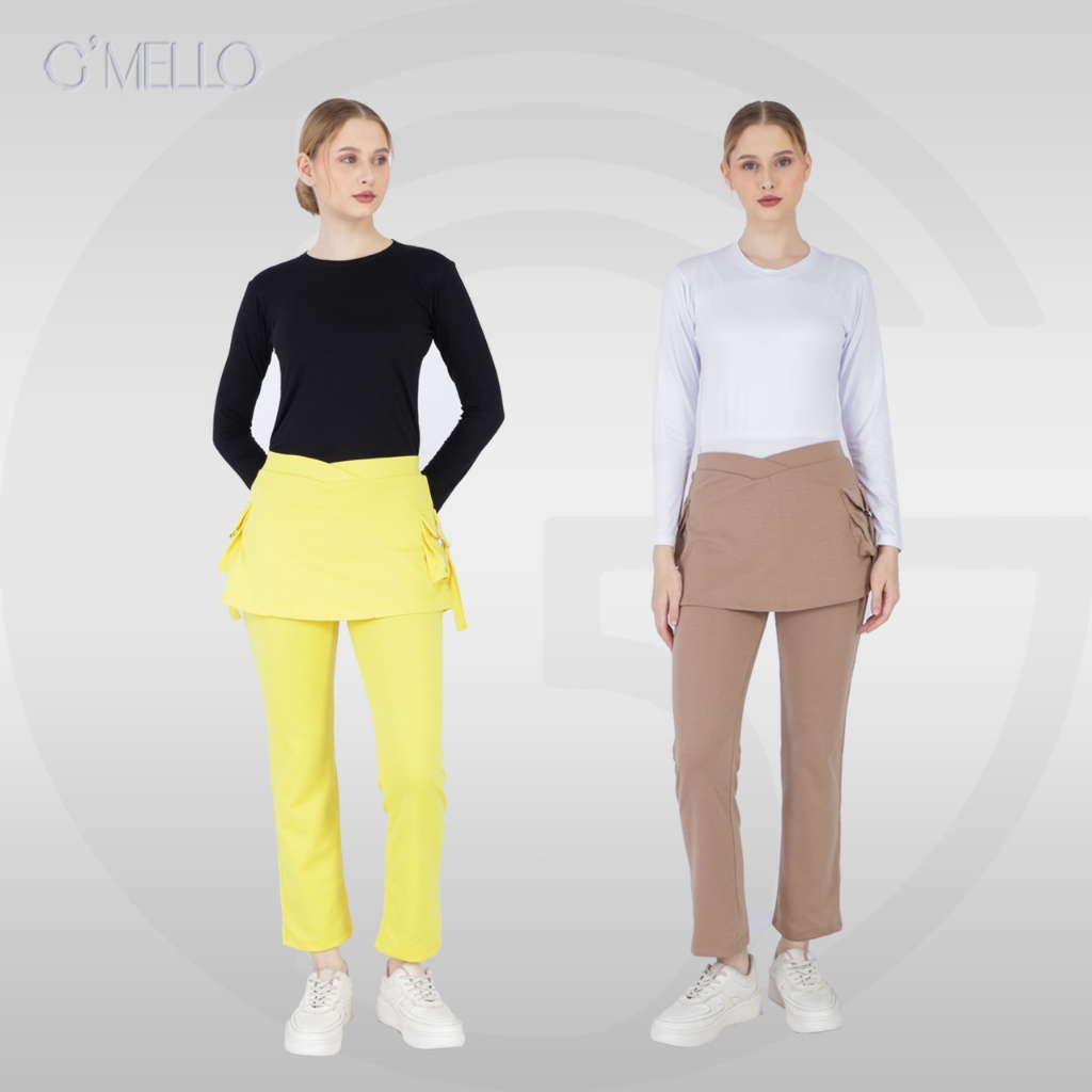 [CBR]G'MELLO CELANA PANJANG ROK KANTONG PINGGIR/BAWAHAN OLAH RAGA WANITA/CELANA SENAM ROK KARGO BAHA