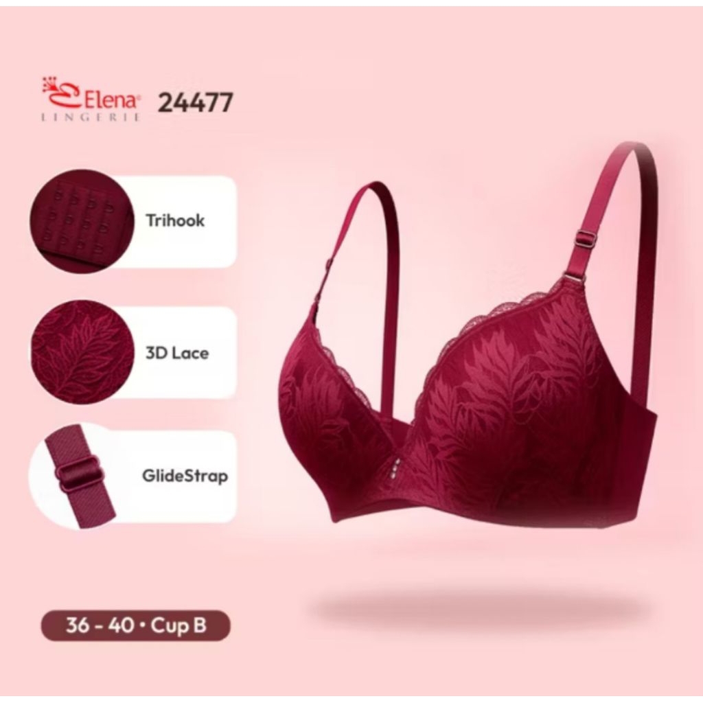 ELENA BRA 24477 BH ELENA BERBUSA BERKAWAT KAIT 3 MOTIF RENDA DAUN