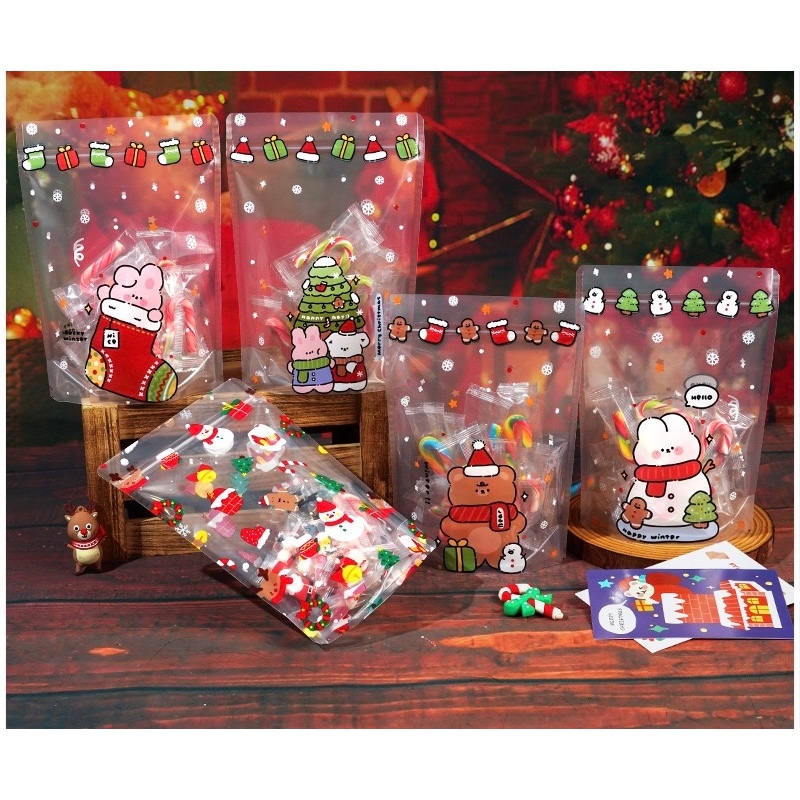 5pcs Pouch Natal 15x23 Standing Pouch Christmas Goodie Bag Party Gift