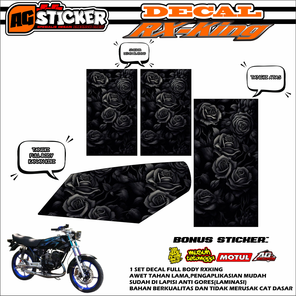 DECAL FULL BODY RX KING-STIKER DECAL RX KING  MOTIF FLOWER04
