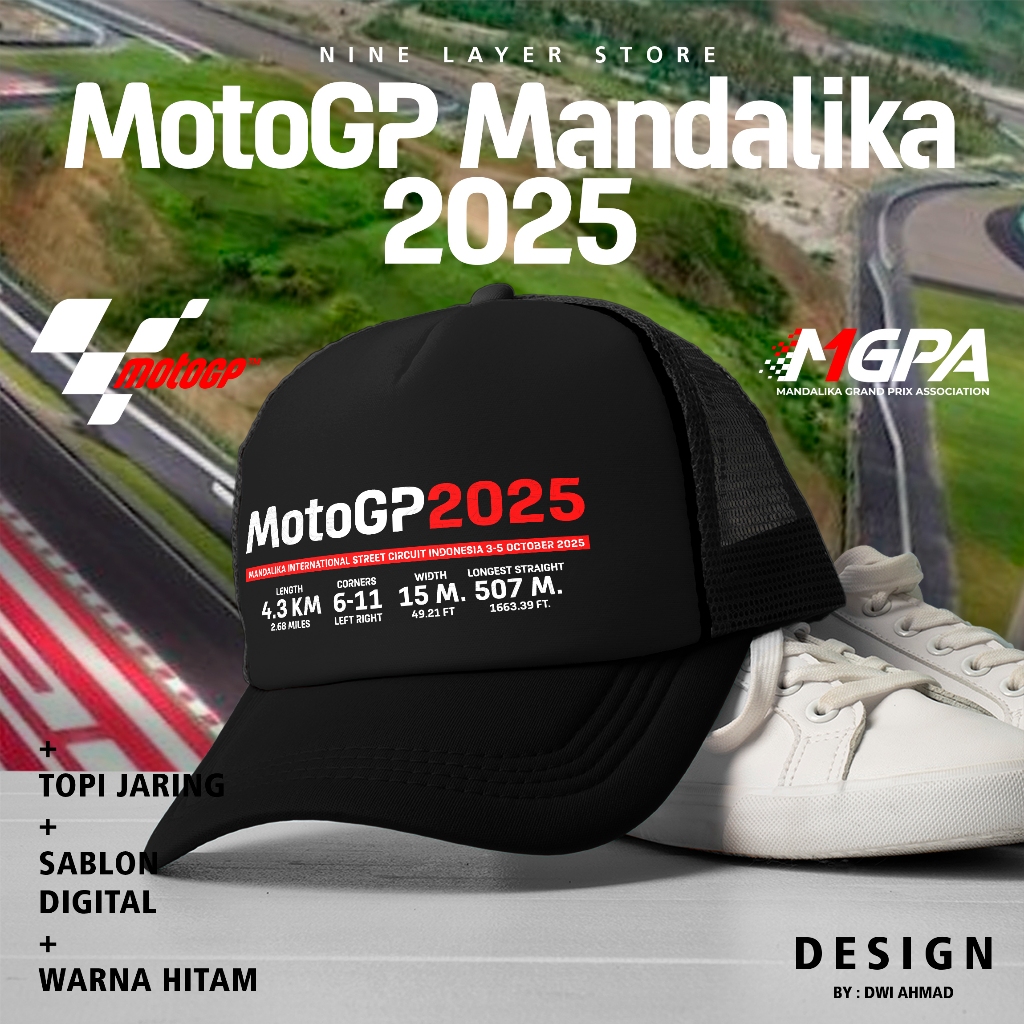 Topi jaring Motogp Mandalika 2025