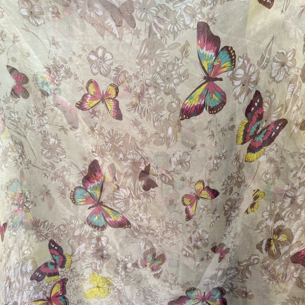 kain sifon sutra motif bunga / bahan sifon salju kain gamis