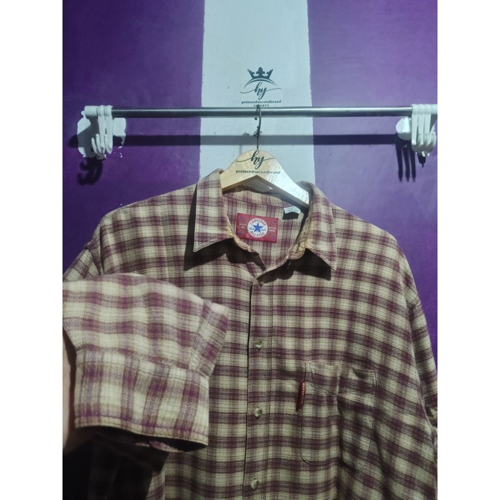 flanel pria l kemeja Converse vintage veterano SIZE XL original second