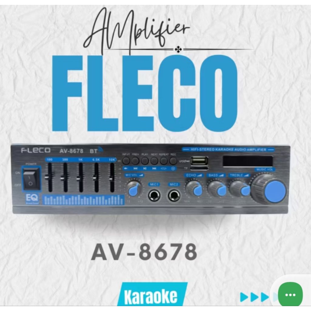 Audio Mixer Power Amplifier Bluetooth 2000 Watt Fleco AV-8678