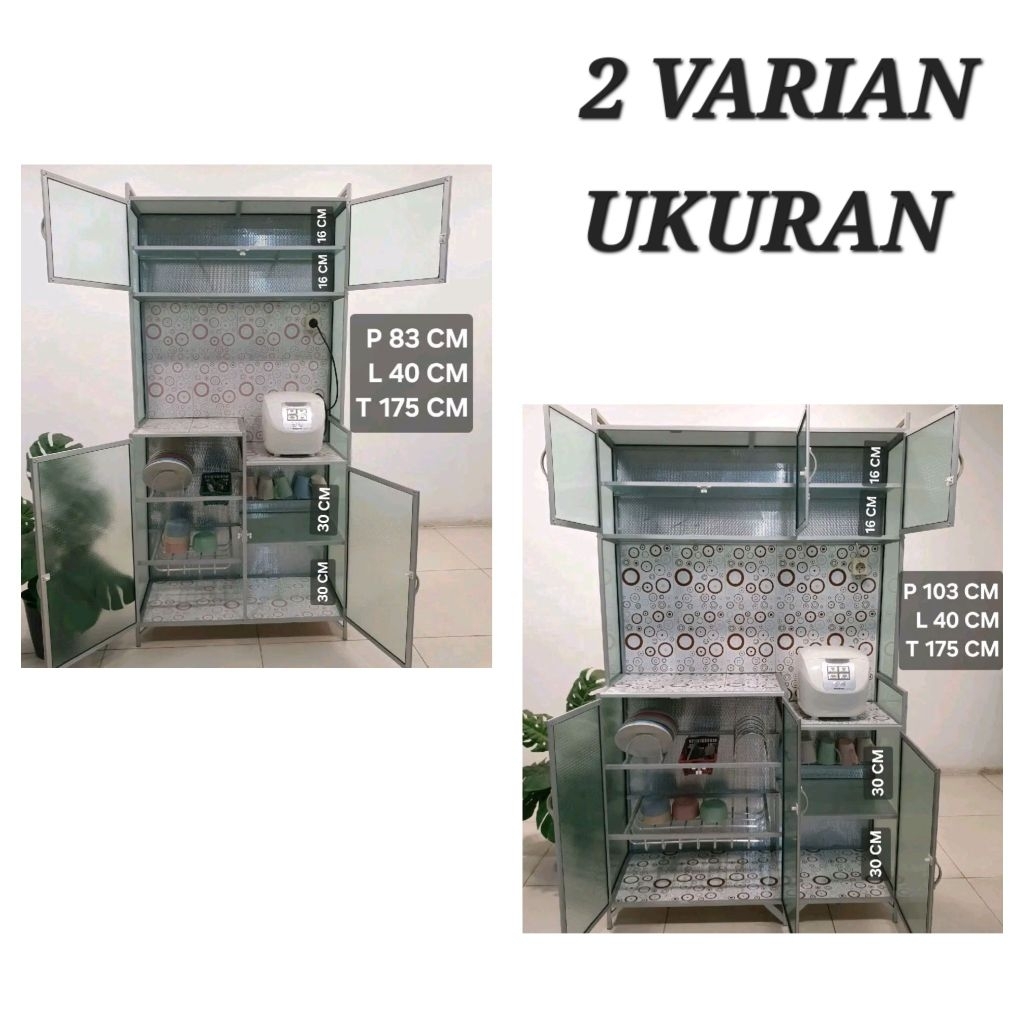 TC ALUMINIUM LK 15U 83X40X175 103X40X175 LEMARI RAK PIRING KERAMIK MAGICOM ALUMINUM KACA MOTIF KABEL