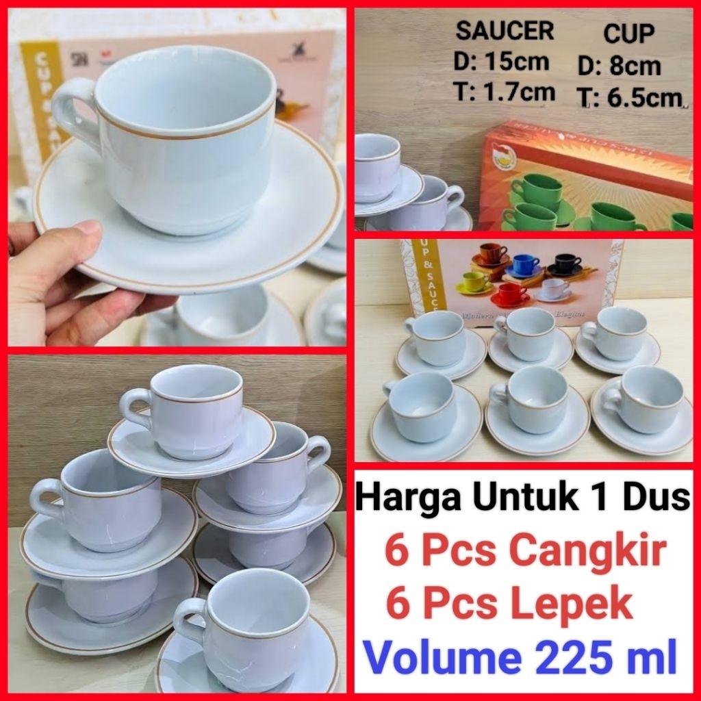 cangkir kopi cangkir set keramik PUTIH gelas kopi keramik Harga untuk 1 Dus (Isi 6 Set)