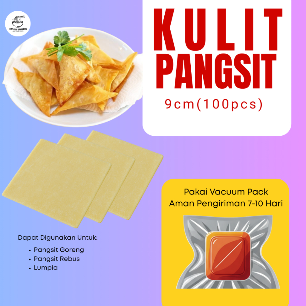 Kulit Pangsit Dimsum Mentah Rebus Anti Sobek 9cm – Kulit Pangsit Goreng Isi 100 Lembar Tipis Lentur