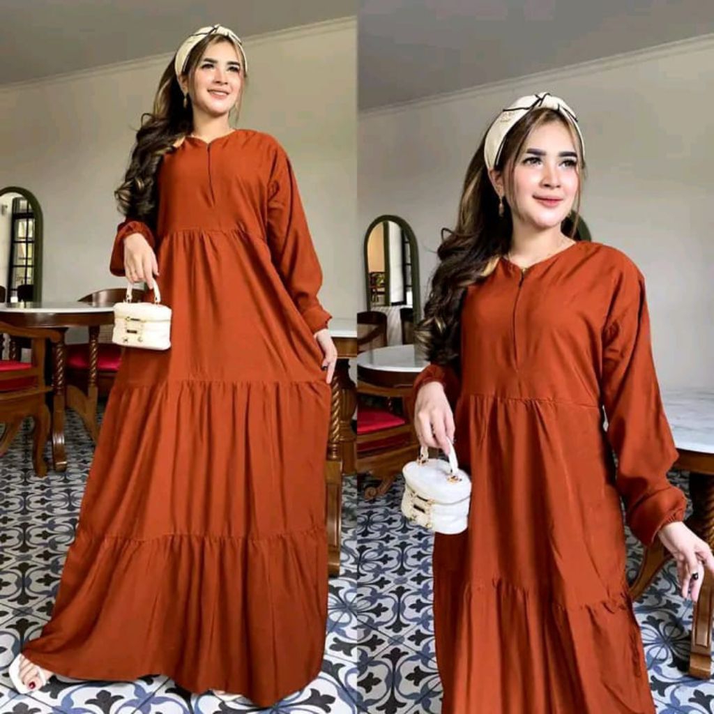 Gamis Susun 3 Polos|Gamis Susun Rempel|Gamis Kekinian Terbaru|Gamis Wanita|Gamis Muslim|Gamis Rayon|
