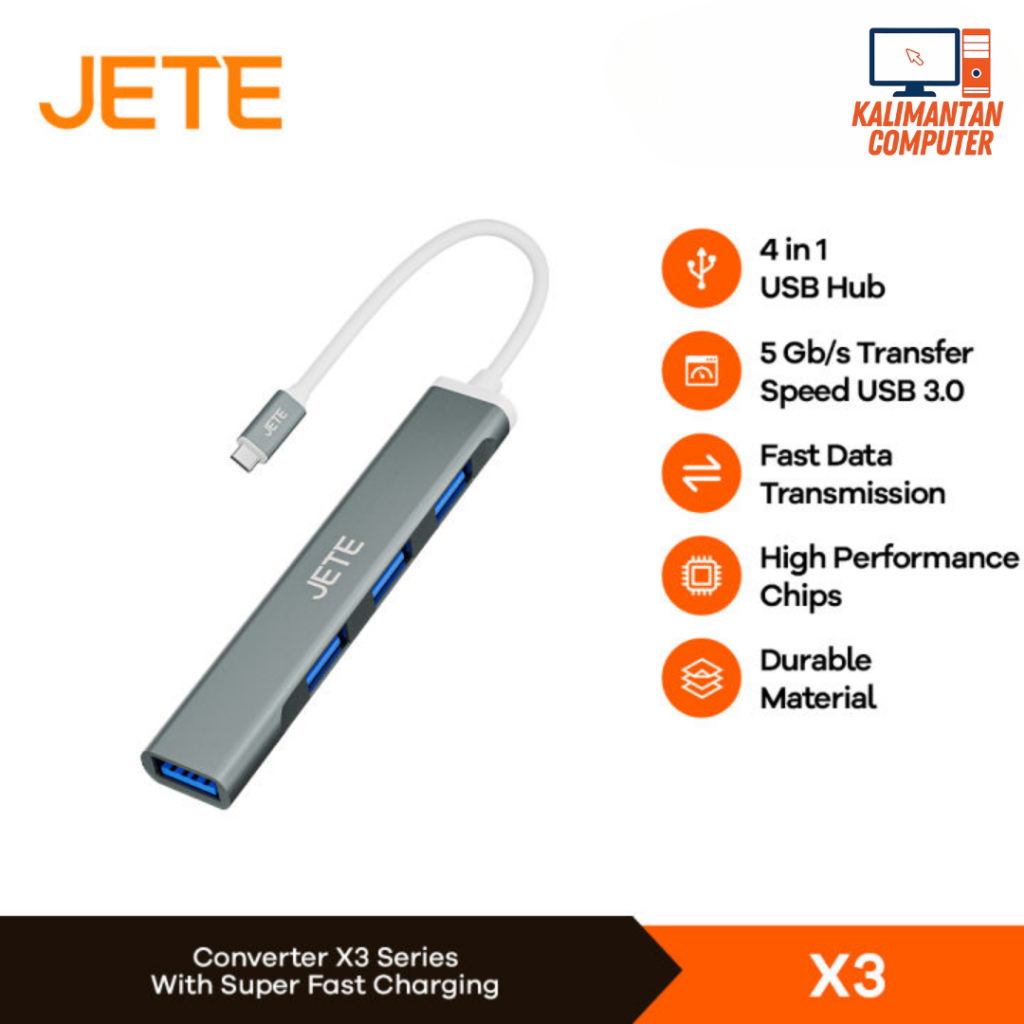 USB Hub Type C TO USB 4 in 1 JETE X3 Converter TYPE C TO USB