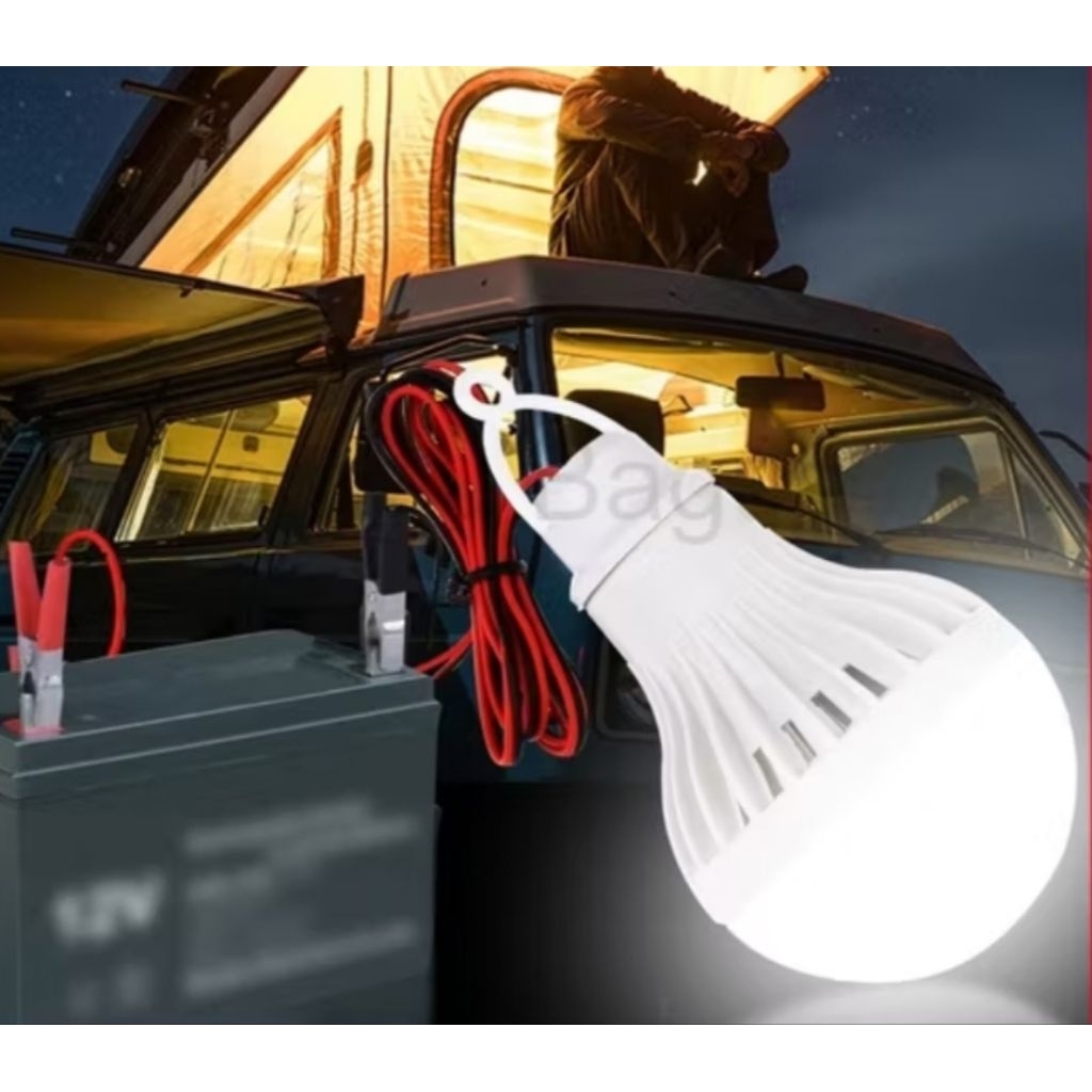 LAMPU BOHLAM EMERGENCY 12V DC 15 WATT CAHAYA PUTIH LAMPU AKI DARURAT