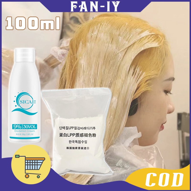 100g Professional Bleaching Powder Bleaching Rambut Korea + Developer 100ml Bleaching Rambut