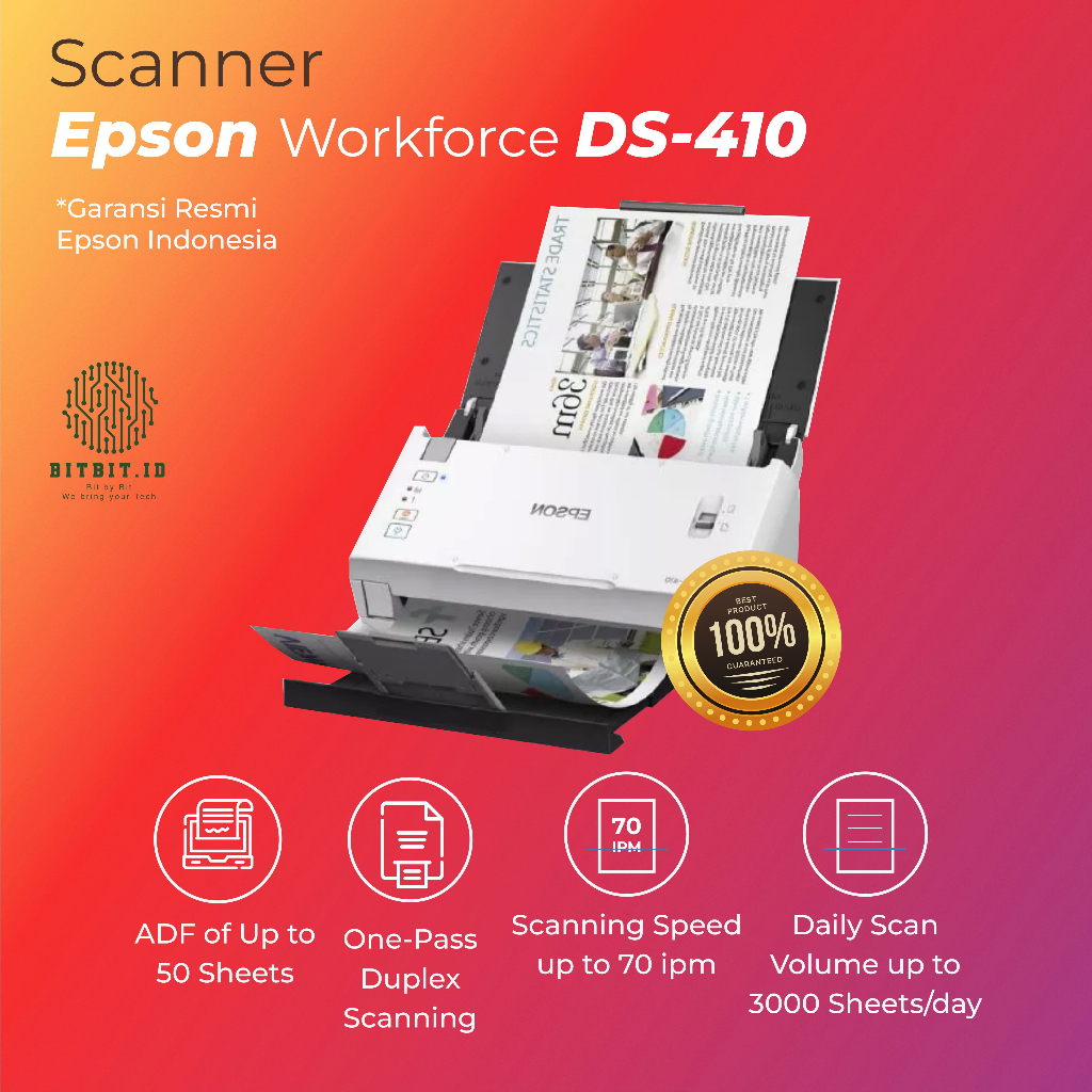 Scanner Epson DS410 DS 410 DS-410 - A4 Duplex Sheet-fed Document Scanner Original