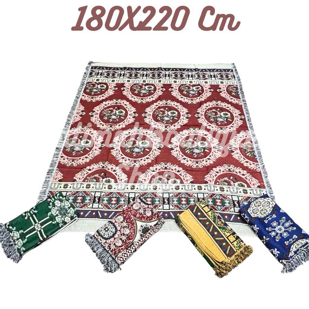 Hambal Rajut 180 X 220 Cm Premium Halus Murah Motif Bunga Kombinasi 5 Dimensi 8 Warna 2 Warna  Pelan