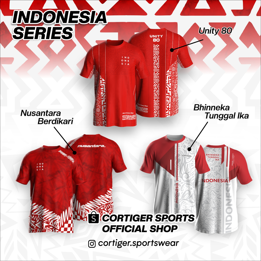 Cortiger Jersey Running Kaos Olahraga Wanita Indonesia Series